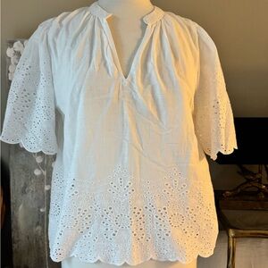 White Eyelet Blouse anglaise broderie m